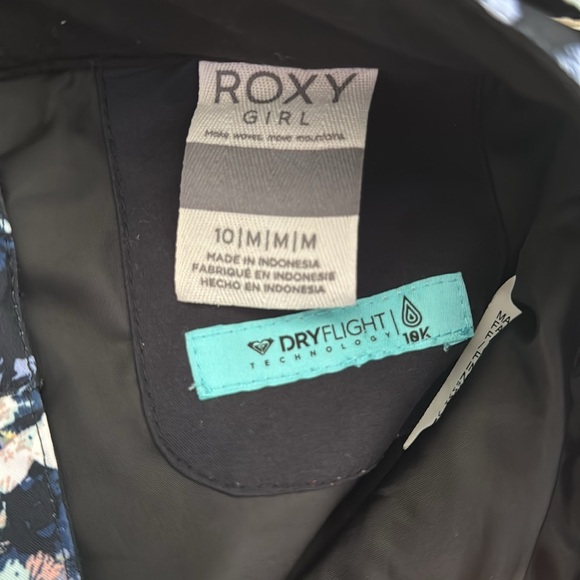 Roxy Girls' Backyard Floral Printed Snowboard Ski Pants White Black Blue Sz 10 - Picture 4 of 9